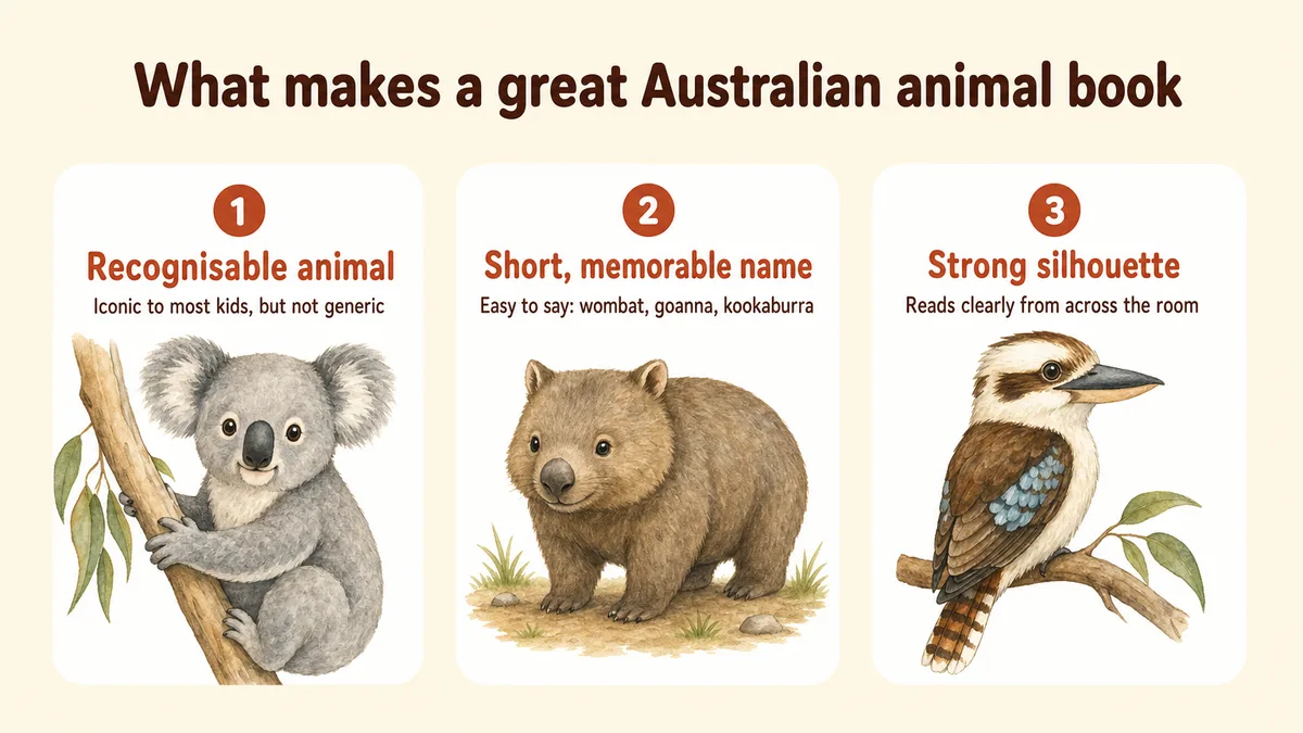 Infographic: a great Australian animal book needs a recognisable animal, a short name and a strong silhouette